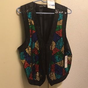 multicolored sequin vest